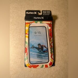 Hurley Waterproof Phone Pouch Colorful Bright Flowers Lanyard Universal Size NWT